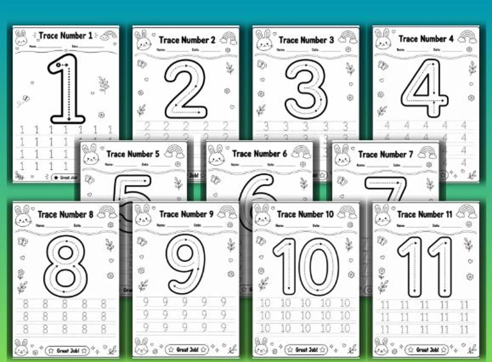 CuteLearner printable Number Tracing Worksheets for Preschool & Kindergarten Kids | Printable Number Writing Practice PDF | Handwriting Practice | Kids Tracing — preview 5